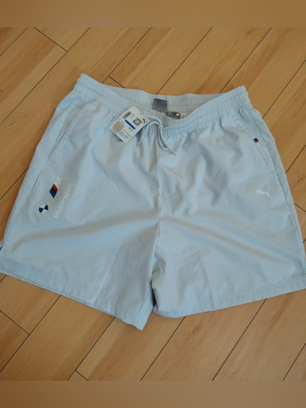 NWT-XL Mens Puma M BMW Motorsport Light Blue Men's Swim Shorts mesh lining